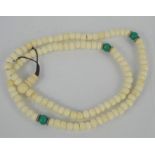 A Vintage Mandala prayer beads, polished bone and turquoise
