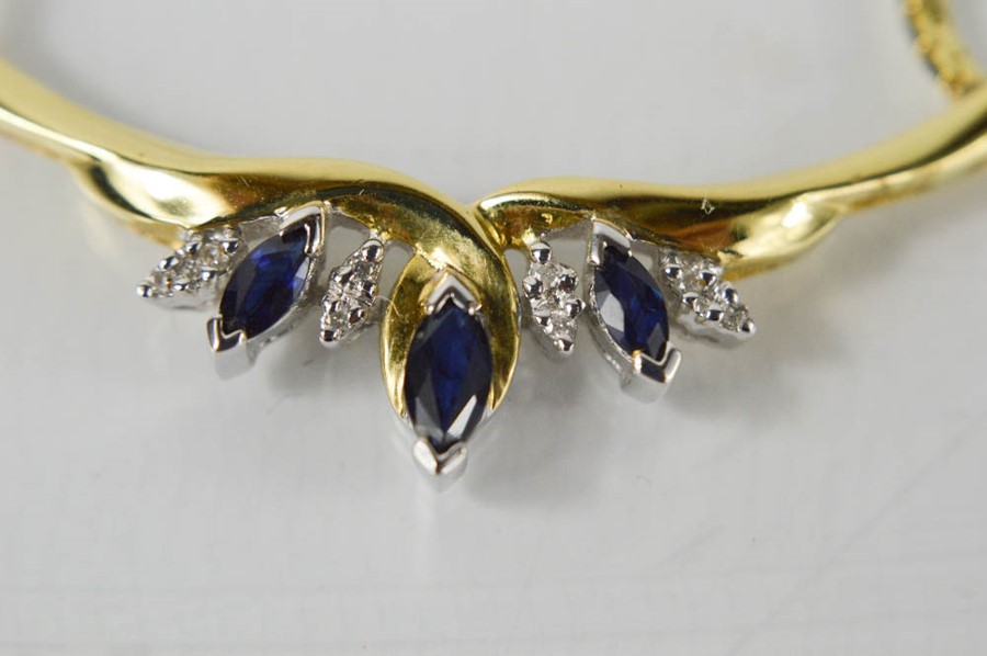 A 9ct yellow gold , sapphire and diamond set necklace 7g - Image 3 of 4