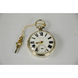 A 19th century silver pocket watch, Improved Patent, with Roman numeral dial.