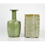 Two Chinese celadon vases, one of square form.