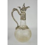 A silver and engraved glass claret jug, by Rebecca Emes & Edward Barnard, the silver lid, handle and