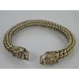 A Tibetan Miao silver rope twist dragon bangle 66g