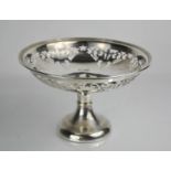 A silver cake stand bowl, with pierced decoration Sheffield 1922, 13cm high, 13.54toz.