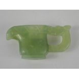 Vintage Chinese natural hetian green jade hand-carved dragon cup