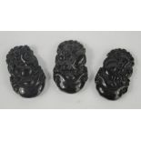 Three Chinese handcarved natural spinach jade zodiac pendants