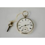 A silver 19th century pocket watch with subsidiary seconds dial, London 1869.