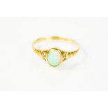 An opal and diamond dress ring, size O/P