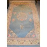 A Chinese blue floral pattern handmade rug - 150cm x 248cm