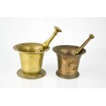 Two metal pestle & mortars, both 10cm high.