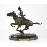 Frederick Remington, Trooper of the Plains, bronze on marble base, 33cm high.