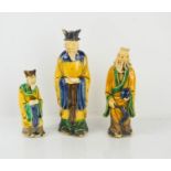 Three Japanese stoneware glazed figurines, early 20th century. [Being sold for our yearly charity