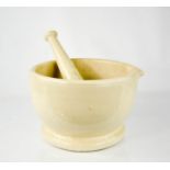 A large ceramic pestle & mortar, no.8 by Maw & Barnet, 17cm high, 26cm diameter.