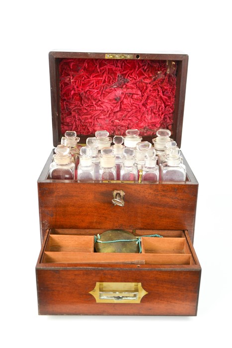 A Georgian Apothecary box in mahogany with secret drawer, the fitted interior containing twenty - Image 6 of 7