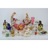 A group of vintage collectibles to include glass animal ornaments, Art Deco style figurine and other