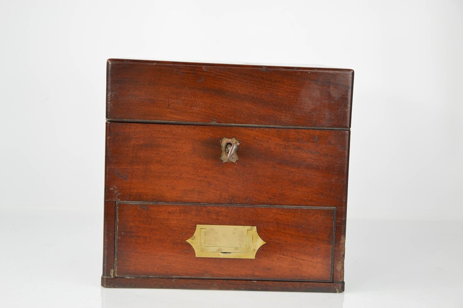 A Georgian Apothecary box in mahogany with secret drawer, the fitted interior containing twenty - Image 3 of 7