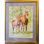 A signed watercolour depicting study of a horse.