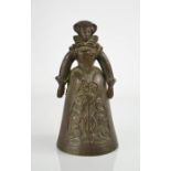 A bronze bell in the form of Mary Queen of Scots, 18cm high.