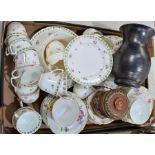 A quantity of mixed ceramics to include Prinknash grey vase, various types of china cups and saucers