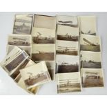 A group of black and white 4ins by 3ins photographs depicting early planes and aviators, some