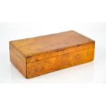 A 19th century burrwood cigar box, 5 by 7 by 9½cm.