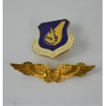 A US Naval Aviator Wings Badge together with a pacific air forces badge