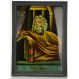 A Georgian century reverse painting on glass depicting portrait of St Matthew, 34 by 24cm.