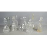 A quantity of Vintage and antique glass decanters