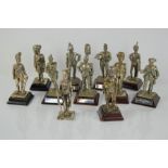 Eleven Pewter miniature military figures