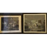 Two 19th century framed prints, 'First of September' 45 by 43cm, 'Stable Amusement' 57 by 47cm.