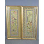 A pair of early 20th century Chinese silk embroidered panels