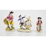 Three German porcelain figures, to include a Sitzendorf example.