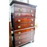 A 19th century mahogany chest on chest, with two short over six graduated drawers.