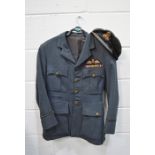 An RAF officers jacket and hat belonging to Flight Lieutenant R.Skinner