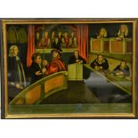 A Georgian reverse paintings on glass: A Correct Representation of the Trial of Watson in