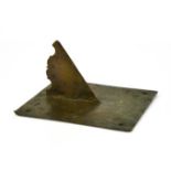 A brass sundial, with bronze patination, 12½ by 12½cm. [Provenance: originally from The Limes,