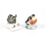 A Royal Copenhagen Denmark model mouse and robin, both marked to the bases, the mouse 4½cm high.