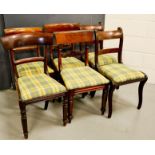 A harlequin set of Victorian dining chairs with newly upholstered seats.