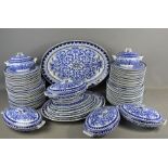 An extensive Brown-Westhead, Moore & Co. 'Teutonic' pattern blue printed service comprising, soup