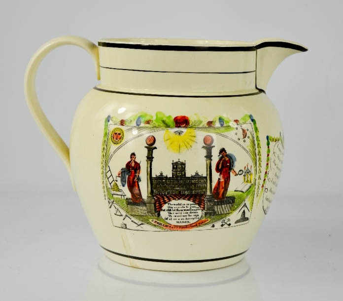 A Victorian Creamware Sunderland jug; depicting the West View of the Cast Iron Bridge over the River - Image 2 of 3