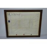 A 19th century framed indenture - 70cm x 54cm