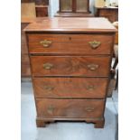 A Georgian mahogany chest of drawers on bracket feet, oak linings, 101cm high x 46 x 69cm wide