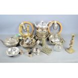 A quantity of silver plate to include teapots, toast rack , tureens and two vintage gymnastics rings