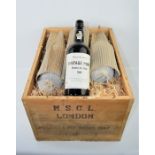 Twelve bottles of Quinta do Sibio 1982 vintage port imported by Mayor Sworder's in wooden crate