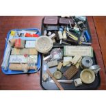 A quantity of vintage collectibles to include razors, cutthroat razors, chemist related items,