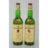 Two bottles of Glenlivet 12yr old single malt Scotch whisky