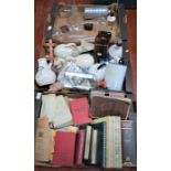 A group of apothecary / medical related items to include bottles , books , glass vials, douche can
