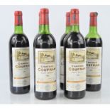 Six bottles of vintage Chateau Coufran 1980 red wine