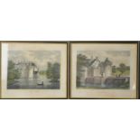Two 19th century hand tinted prints, depicting Scotney Castle, 24 by 29cm.