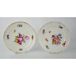 Two 19th century hand painted plates possibly Newhall depicting floral sprays - 18cm