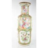 A 19th century Chinese famille vert Rouleau vase, painted in polychrome enamels with gilded